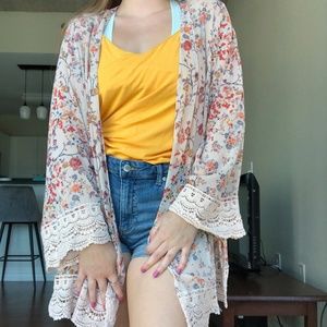 Floral sheer cardigan/kimono